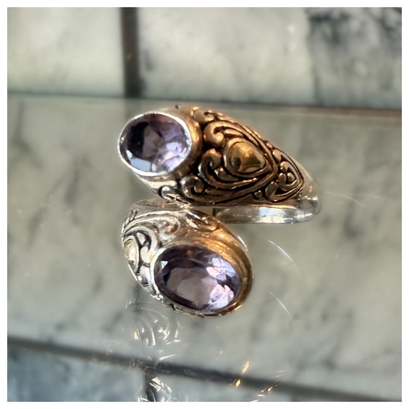 Amethyst and Sterling Wrap Ring - Picture 1 of 4